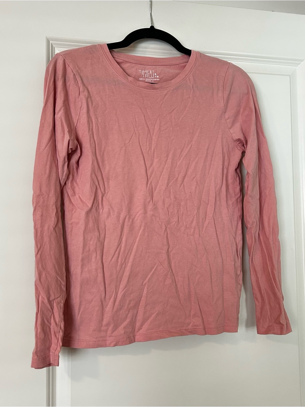 Time and Tru Crewneck Long Sleeve Tee - Rose Pink